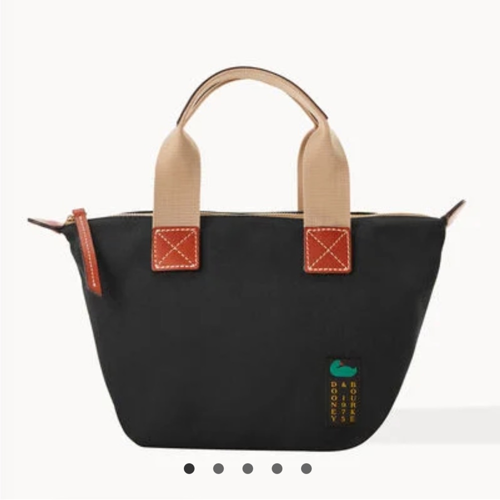 Dooney and Bourke Black and Tan Canvas Women's Tote Bag/Crossbody